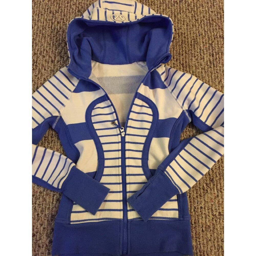 Lululemon Blue/white Stripped Hoodie Jacket Size: 2 - Picture 3 of 6